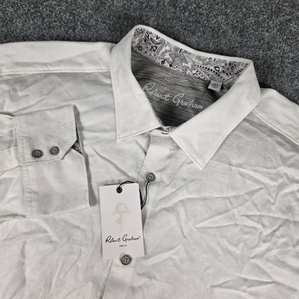 Robert Graham Bayview Shirt Mens 3XL White Damask Jacquard Classic Fit NWT